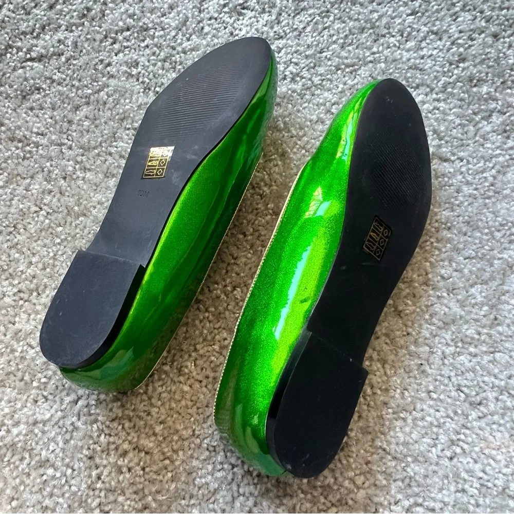 Strange Cvlt Lydia Jack Green Glitter/Gold Limited Edition Flats Loafers Size 10